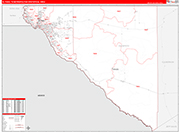 El Paso Metro Area Wall Map Red Line Style